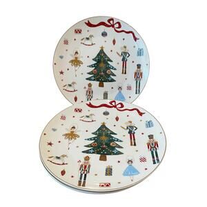 Set of 2 Grace Teaware Nutcracker Ballet Dinner Plates 10.5in Christmas New
